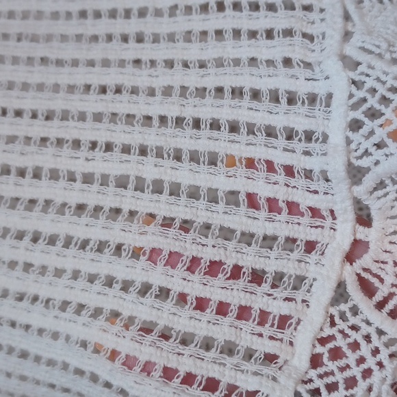 NWT Misia Creamy White Cotton Crochet Knit Unique Cover-Up - Picture 3 of 9